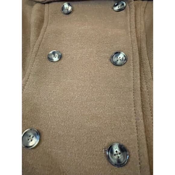 H&M Pea Coat Womens 12 Brown Double Breasted Lined Pockets Button Up Poly Blend - Picture 5 of 12